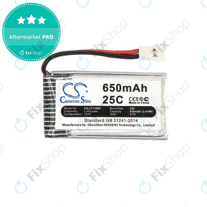 Bateria do Hubsan X4 H107, 650mAh, Li-Pol, 3.7V, H107C-A24, HQ